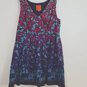 Modcloth midi a line dress music ombre print lining with pockets sleeveless